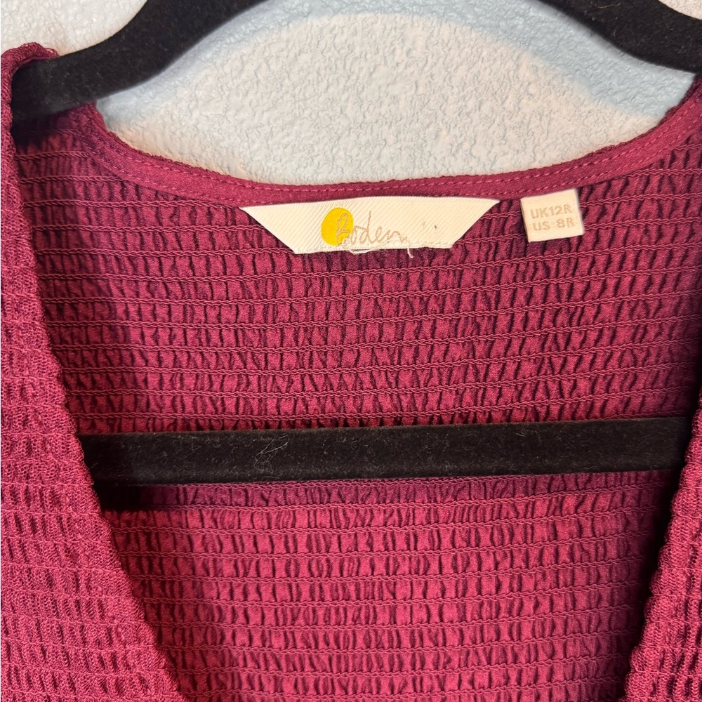 Boden Burgundy Smocked Tulle Tiered Mini Party Dress - Size US 8R romantic party - Picture 5 of 11